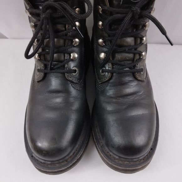 HARLEY-DAVIDSON Lace Up Chukka Boots Black Metal Emblem Grunge Rock Women's 7.5 - Picture 5 of 16